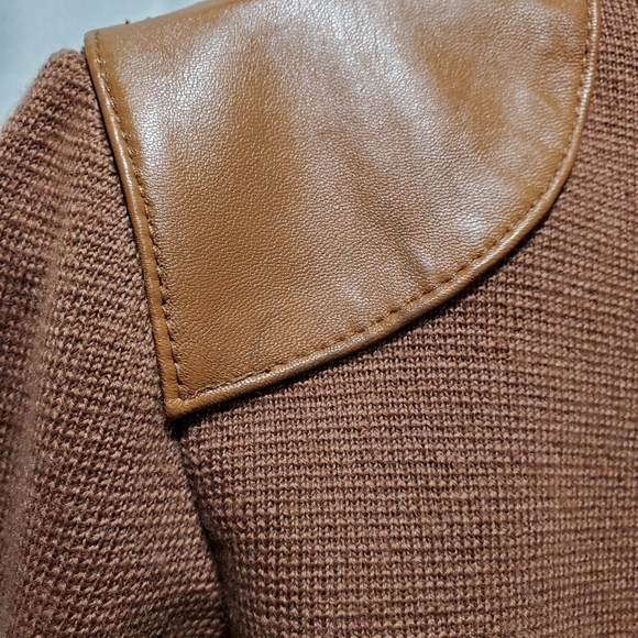 Vakko moto leather & wool zip up shacket jacket Medium - Picture 8 of 14